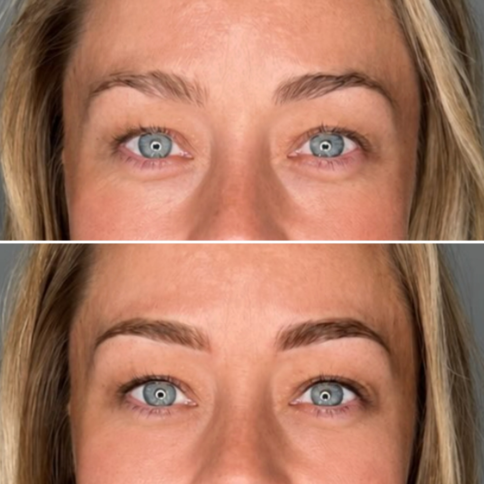 Før og efter permanent makeup til bryn — case 6