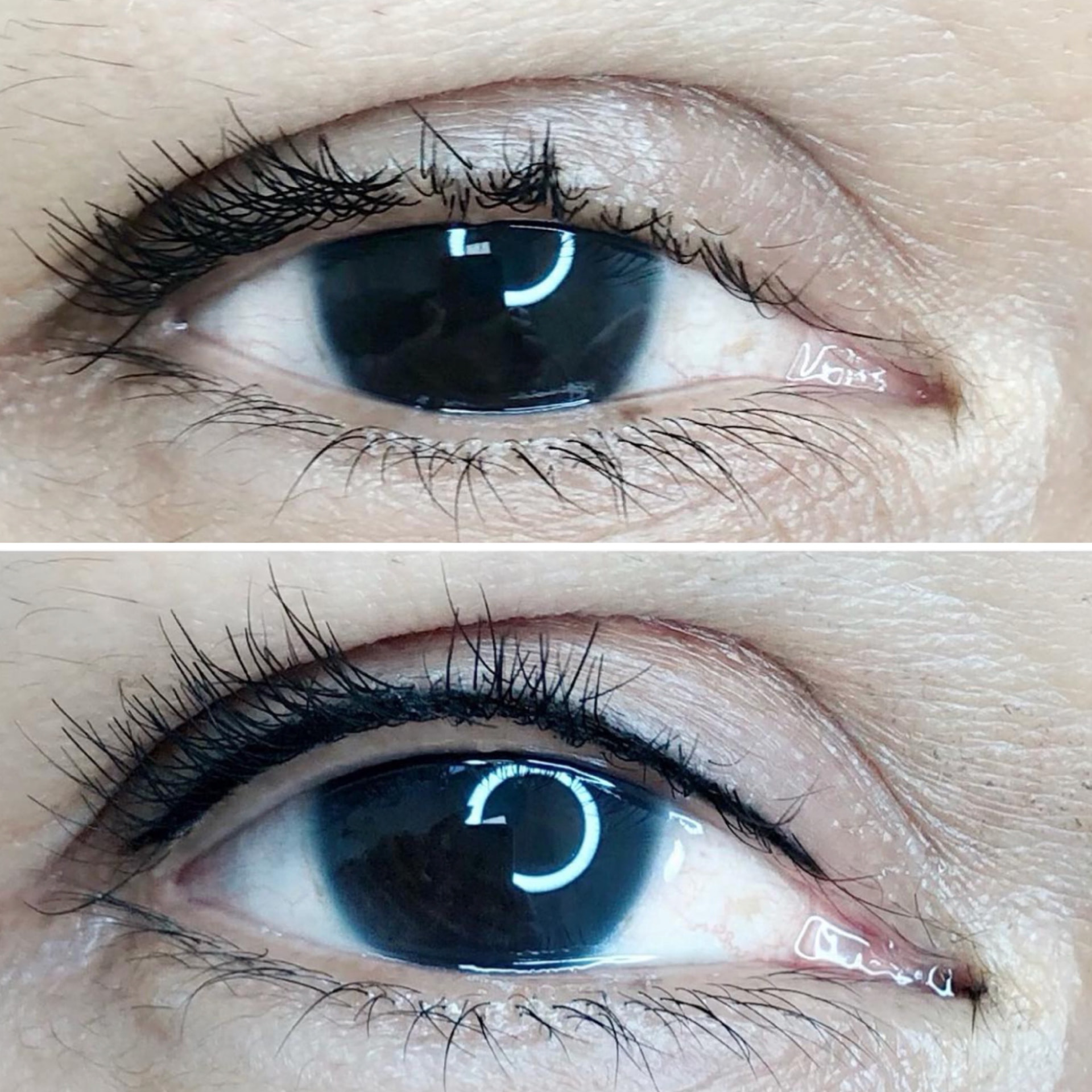 Før og efter eyeliner eller vippefortætning — case 2