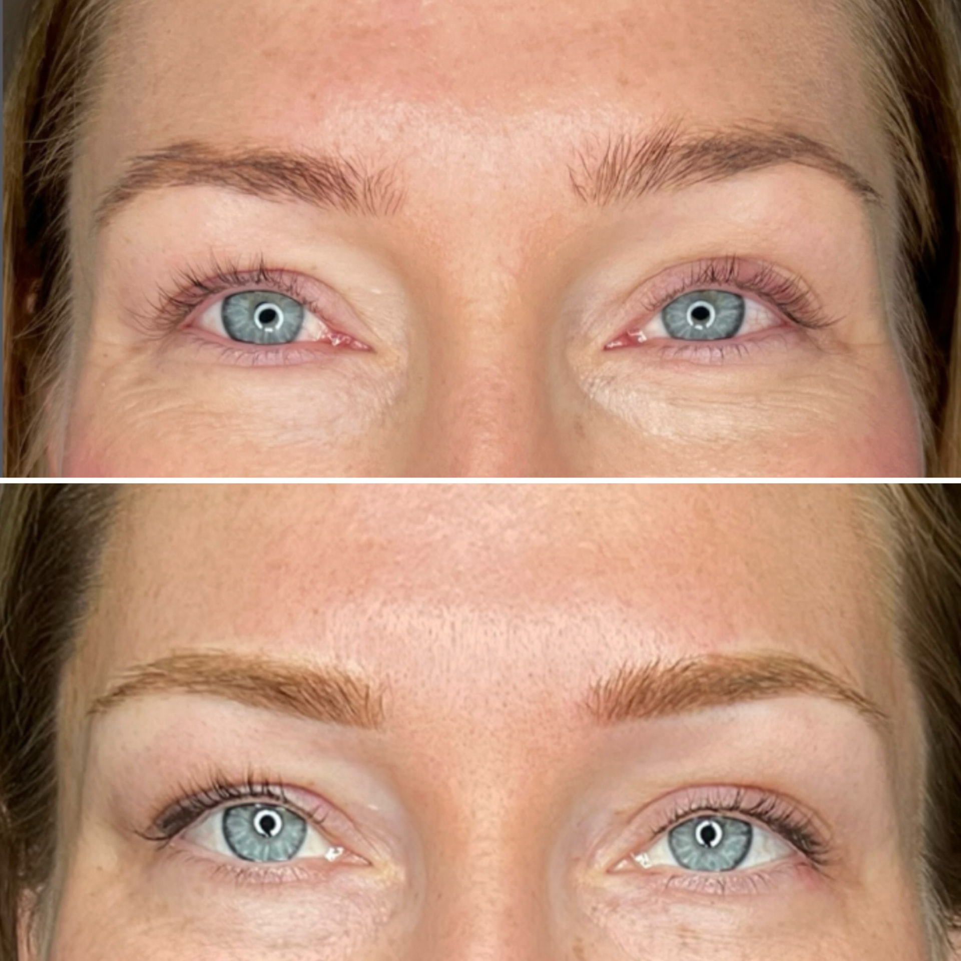 Før og efter permanent makeup til bryn — case 4