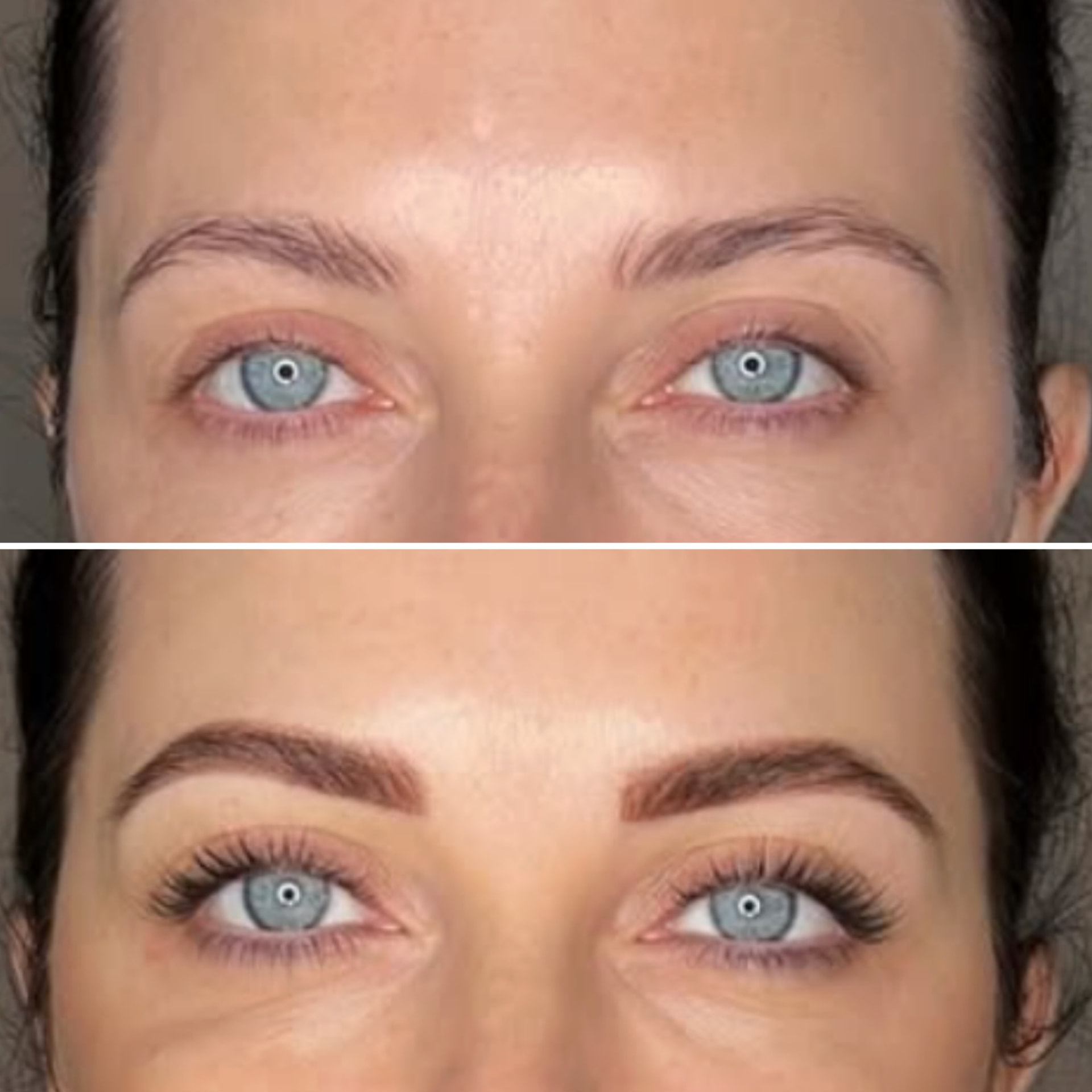 Før og efter permanent makeup til bryn — case 1